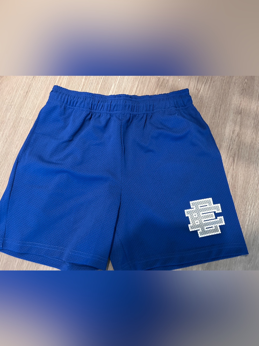 Eric Emanuel Royal Blue Mesh Athletic Shorts with White Logo